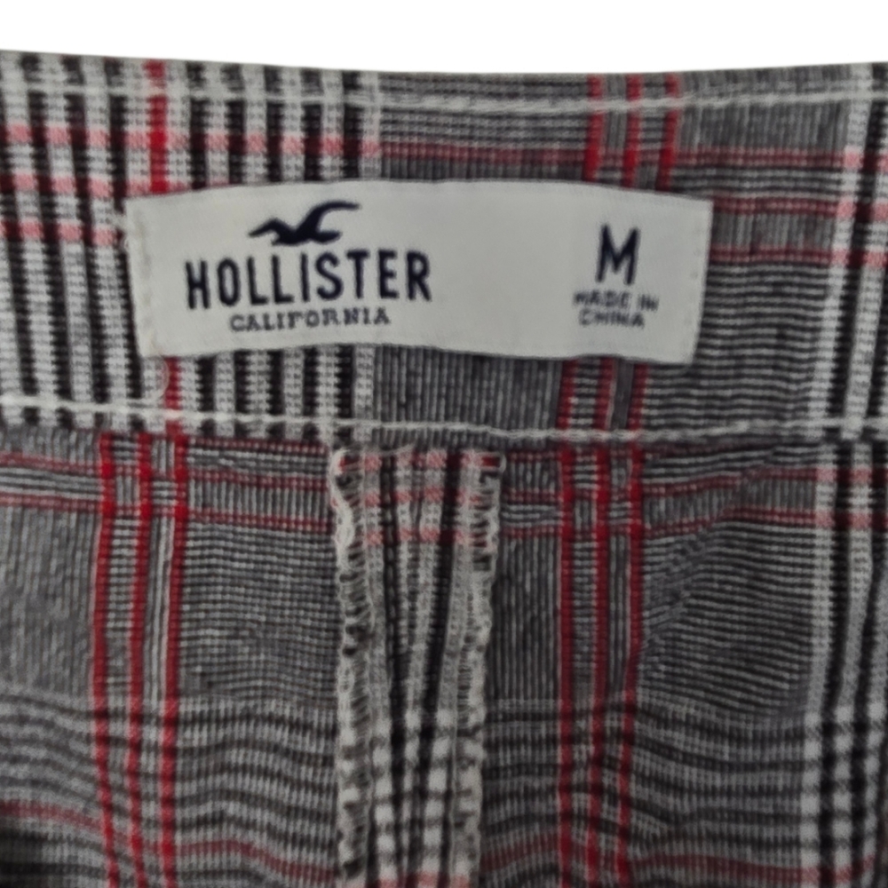 Hollister Plaid Mini Skirt Size Medium Red Black White Side Stripe Preppy Y2K - Picture 3 of 4